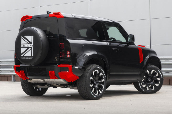 Rear highlighted areas of the STERLING Land Rover New Defender Conversion