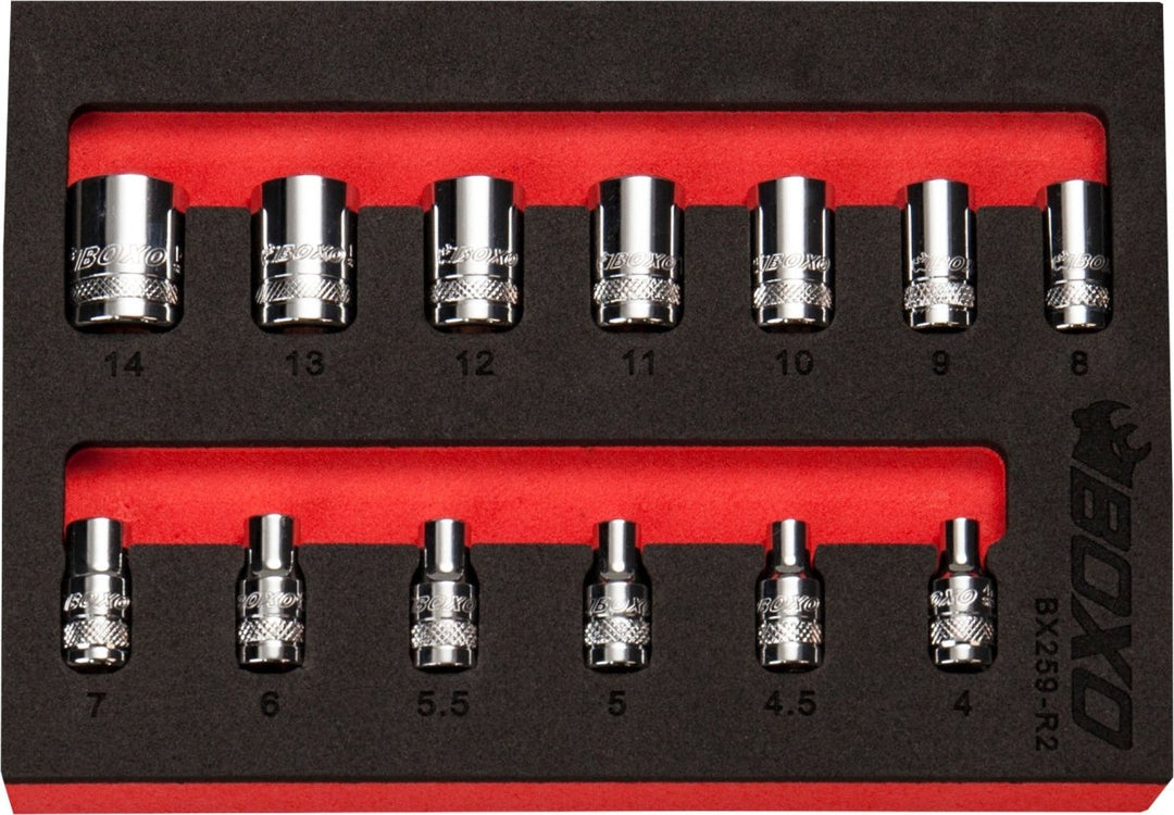 13 Pce 1/4" 6 Point Shallow Socket Set 4-14mm - Sterling Automotive Design