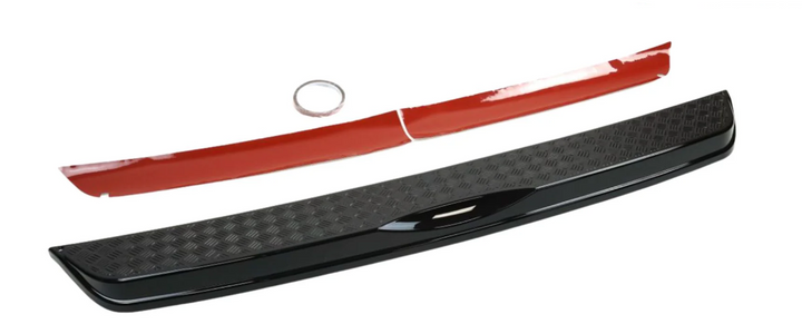 Black XL Chequer Plate Rear Bumper Protector Gloss Black - Fits 2020+ Defender 90/110