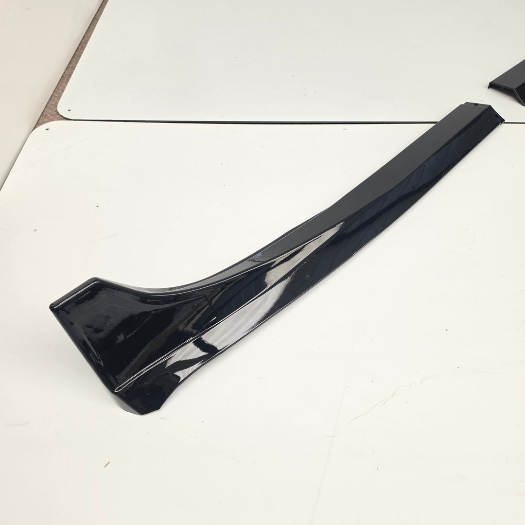 Tesla Model 3 Pre-Facelift 4pc Side Skirts Close Up Corner Shot White Background Studio Shot