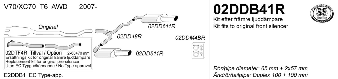 Jetex - Volvo V70 III T6 AWD | 07+ | Back Boxes and Connecting Pipe - 2DDB41R