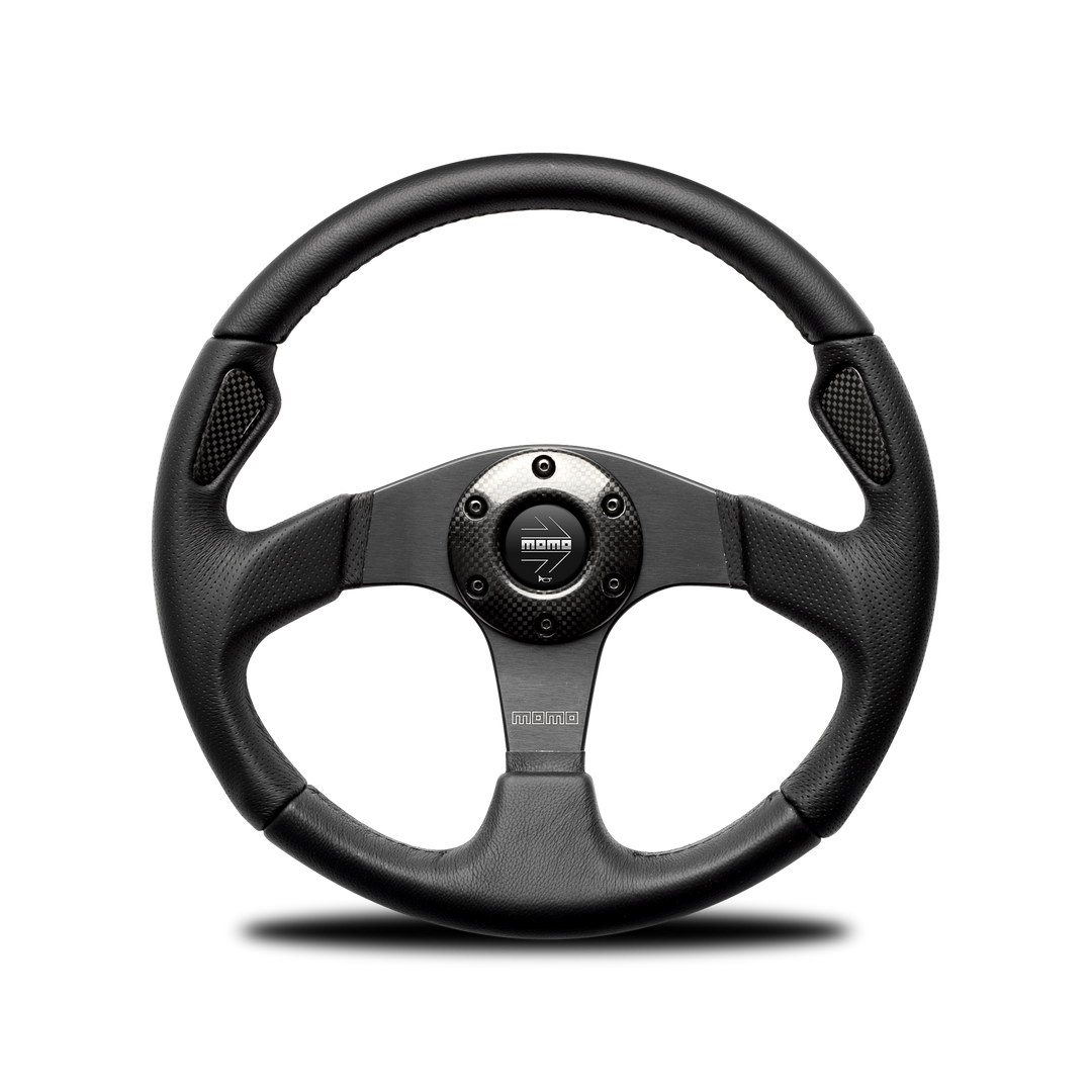 Momo Jet Steering Wheel - Black Leather