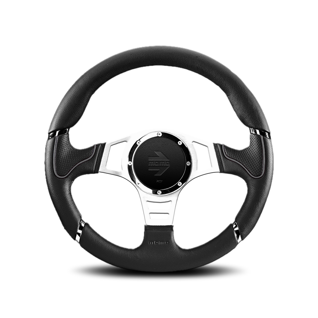 Momo Millenium Sport Steering Wheel - Black/Grey Leather