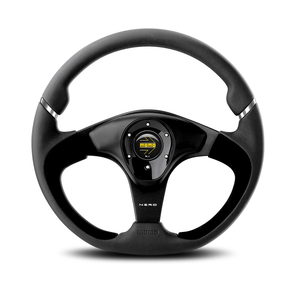 Momo Nero Steering Wheel - Black Leather/Suede