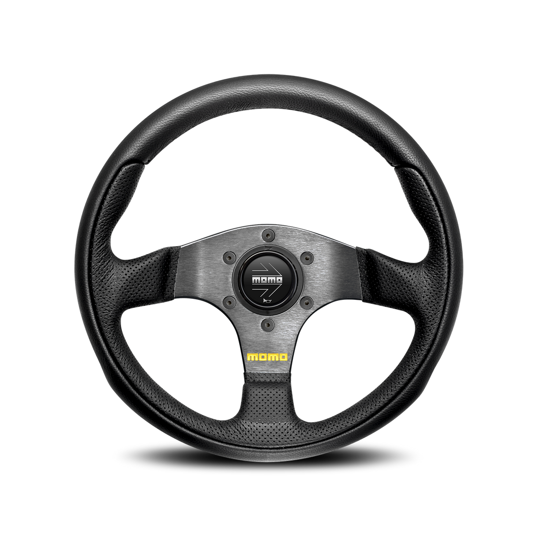 Momo Team Steering Wheel - Black Leather