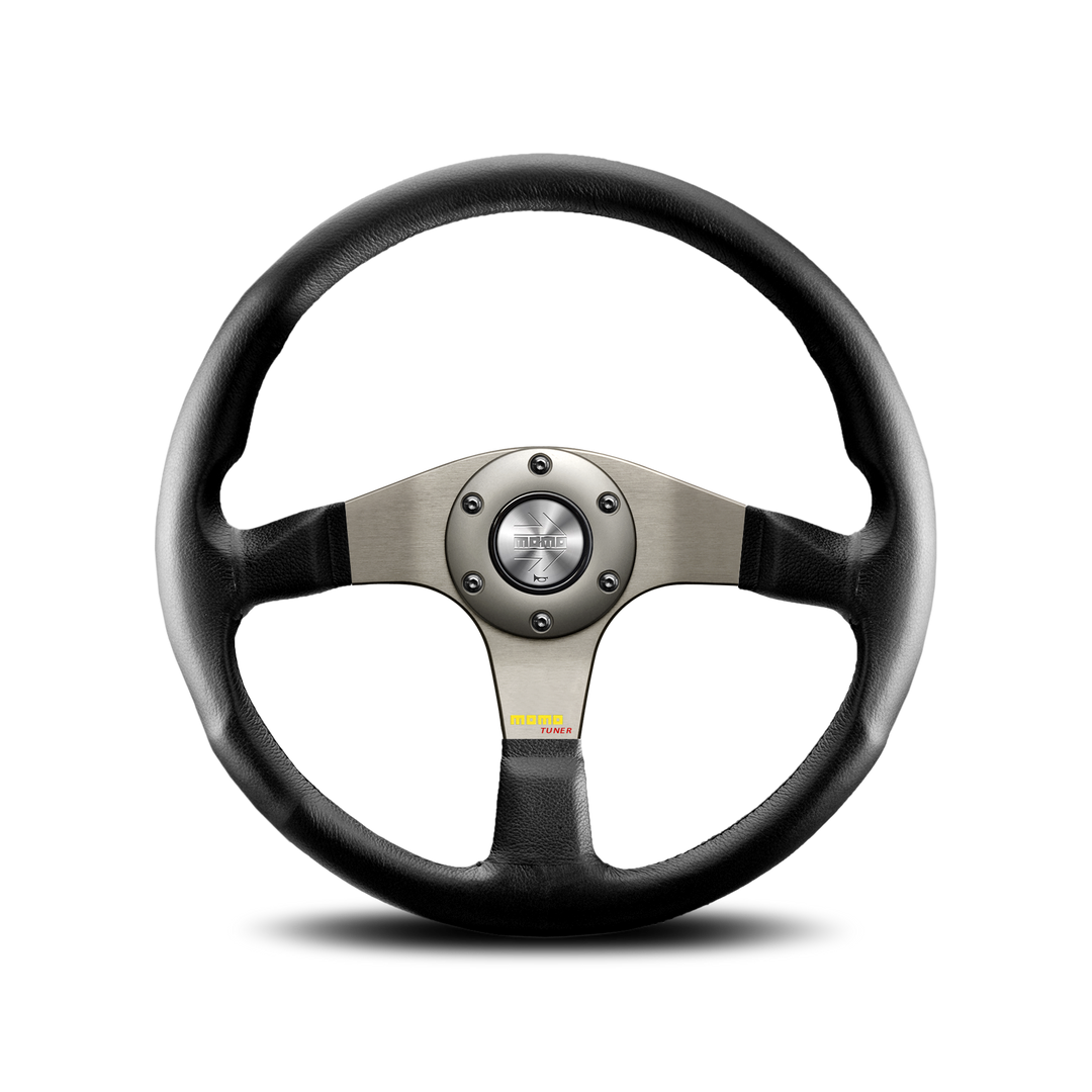 Momo Tuner Steering Wheel - Silver/Black Leather